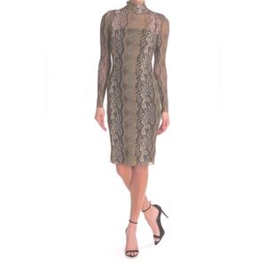 Afrm sheer mesh snakeskin midi dress